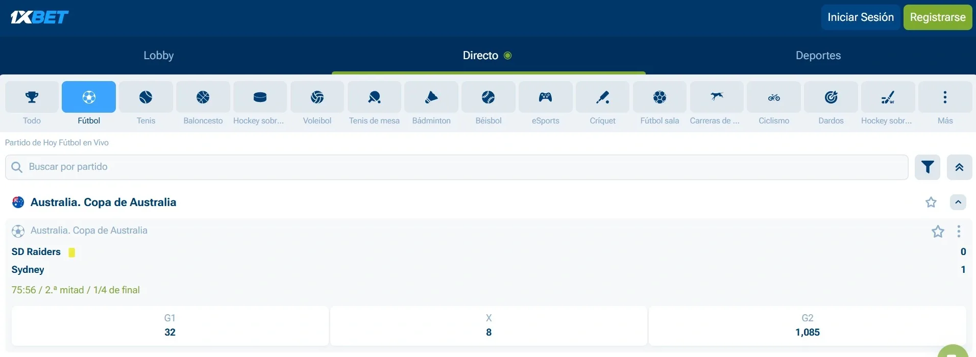 1xBet LIVE transmisión en directo y apuestas