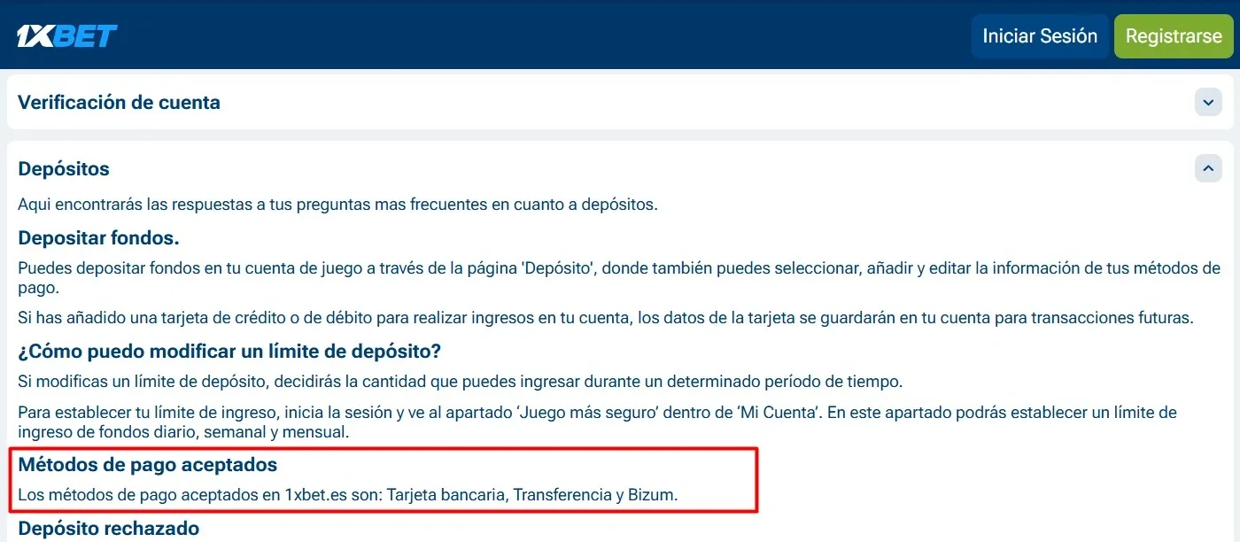 Opciones de pago y retiro en 1xBet